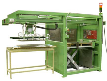 The Union Vacuum Feeder was designed to automatically feed metal sheets onto a conveyor at a rate of up to 15 sheets per minute.